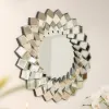 60cm Diamond-Shaped Wall Mirror, Silver Round Decorative Mirror