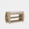 32'' Wood Veneer Whitewash Shoe Storage Entryway Bench with Shoe Rack