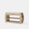 32'' Wood Veneer Whitewash Shoe Storage Entryway Bench with Shoe Rack