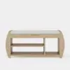 40'' Wood Veneer Whitewash Shoe Storage Entryway Bench with Shoe Rack