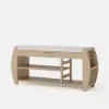 40'' Wood Veneer Whitewash Shoe Storage Entryway Bench with Shoe Rack
