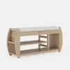 40'' Wood Veneer Whitewash Shoe Storage Entryway Bench with Shoe Rack