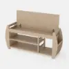 40'' Wood Veneer Whitewash Shoe Storage Entryway Bench with Shoe Rack