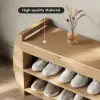 32'' Solid Wood Natural Shoe Storage Entryway Bench with Shoe Rack