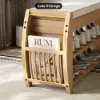 32'' Solid Wood Natural Shoe Storage Entryway Bench with Shoe Rack