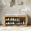 40'' Solid Wood Natural Shoe Storage Entryway Bench with Shoe Rack