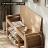 40'' Solid Wood Natural Shoe Storage Entryway Bench with Shoe Rack