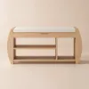 40'' Solid Wood Natural Shoe Storage Entryway Bench with Shoe Rack