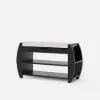 32" Solid Wood Black Shoe Storage Entryway Bench with Shoe Rack