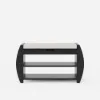 32" Solid Wood Black Shoe Storage Entryway Bench with Shoe Rack