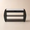 32" Solid Wood Black Shoe Storage Entryway Bench with Shoe Rack