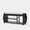 40'' Solid Wood Black Shoe Storage Entryway Bench with Shoe Rack