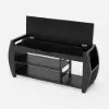 40'' Solid Wood Black Shoe Storage Entryway Bench with Shoe Rack