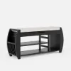 40'' Solid Wood Black Shoe Storage Entryway Bench with Shoe Rack