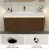 Picture of Modern 47" Floating Fluted Bathroom Vanity with Sink, Soft LED, Ample Storage – Walnut