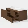 Picture of Modern 47" Floating Fluted Bathroom Vanity with Sink, Soft LED, Ample Storage – Walnut
