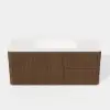 Picture of Modern 47" Floating Fluted Bathroom Vanity with Sink, Soft LED, Ample Storage – Walnut