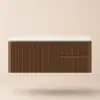 Picture of Modern 47" Floating Fluted Bathroom Vanity with Sink, Soft LED, Ample Storage – Walnut