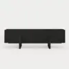Lineva 200 cm Solid Wood Fluted Black TV Stand with Cabinets