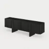 Lineva 200 cm Solid Wood Fluted Black TV Stand with Cabinets