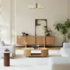Lineva 200 cm Solid Wood Fluted Natural TV Stand with Cabinets