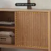 Lineva 200 cm Solid Wood Fluted Natural TV Stand with Cabinets