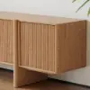 Lineva 200 cm Solid Wood Fluted Natural TV Stand with Cabinets