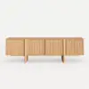 Lineva 200 cm Solid Wood Fluted Natural TV Stand with Cabinets