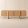 Lineva 200 cm Solid Wood Fluted Natural TV Stand with Cabinets