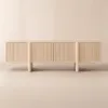 Lineva 200 cm Solid Wood Fluted Whitewash TV Stand with Cabinets