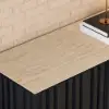 Aura 60" Black Faux Travertine Sideboard with Ash Wood Slatted Doors & LED Light
