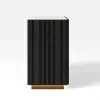 Aura 60" Black Faux Travertine Sideboard with Ash Wood Slatted Doors & LED Light