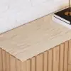 Aura 60" Natural Faux Travertine Sideboard with Ash Wood Slatted Doors & LED Light
