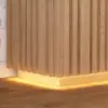 Aura 60" Natural Faux Travertine Sideboard with Ash Wood Slatted Doors & LED Light