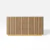 Aura 60" Natural Faux Travertine Sideboard with Ash Wood Slatted Doors & LED Light