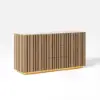 Aura 60" Natural Faux Travertine Sideboard with Ash Wood Slatted Doors & LED Light