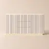 Aura 60″ Whitewash Faux Travertine Top Buffet Sideboard with Ash Wood Slatted Panels & Light