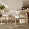 Modern Whitewash PU Leather Dining Chair with Rubber Wood Legs, 1 Piece
