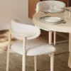 Modern Whitewash PU Leather Dining Chair with Rubber Wood Legs, 1 Piece