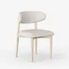 Modern Whitewash PU Leather Dining Chair with Rubber Wood Legs, 1 Piece