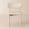 Modern Whitewash PU Leather Dining Chair with Rubber Wood Legs, 1 Piece