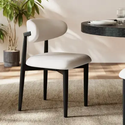 Picture of Modern Black PU Leather Dining Chair with Rubber Wood Legs, 1 Piece