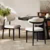 Modern Black PU Leather Dining Chair with Rubber Wood Legs, 1 Piece