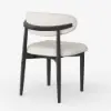 Modern Black PU Leather Dining Chair with Rubber Wood Legs, 1 Piece