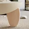 Picture of Curva 30" Round Concrete-Look Fiberglass Coffee Table with Wood Legs – Beige – Whitewash