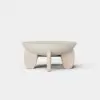 Picture of Curva 30" Round Concrete-Look Fiberglass Coffee Table with Wood Legs – Beige – Whitewash