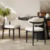 Modern Black Boucle Dining Chair with Rubber Wood Legs, 1 Piece