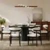 Modern Black Boucle Dining Chair with Rubber Wood Legs, 1 Piece
