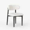 Modern Black Boucle Dining Chair with Rubber Wood Legs, 1 Piece