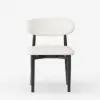Modern Black Boucle Dining Chair with Rubber Wood Legs, 1 Piece